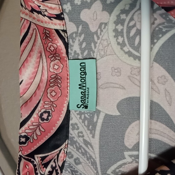 Sara Morgan 3/4 Sleeve Pink Collared Paisley Blouse w Side Slits L - Picture 5 of 5